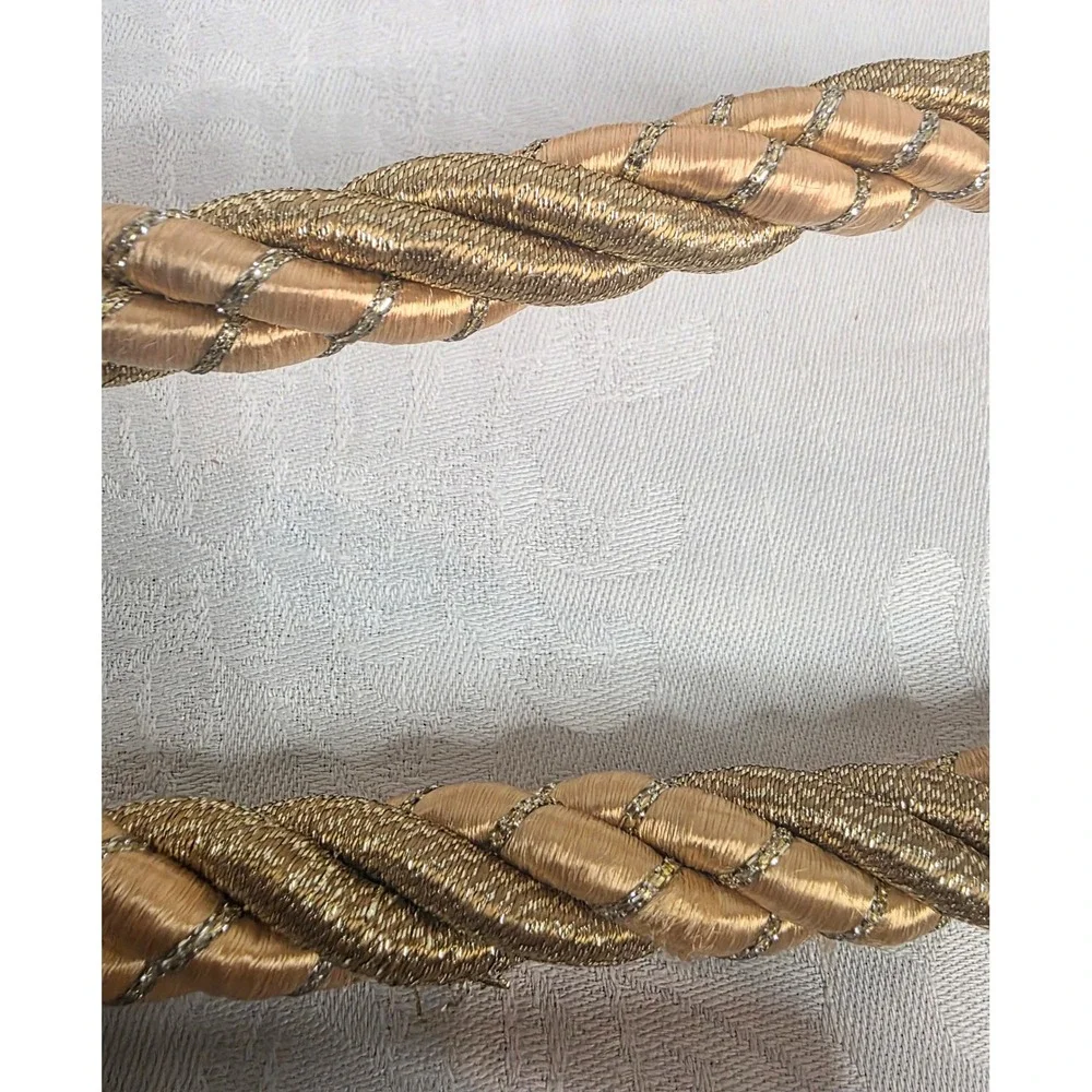 Vintage Gold Metallic Twisted Rope Curtain Tieback Large Tassel Knot 70 Inch